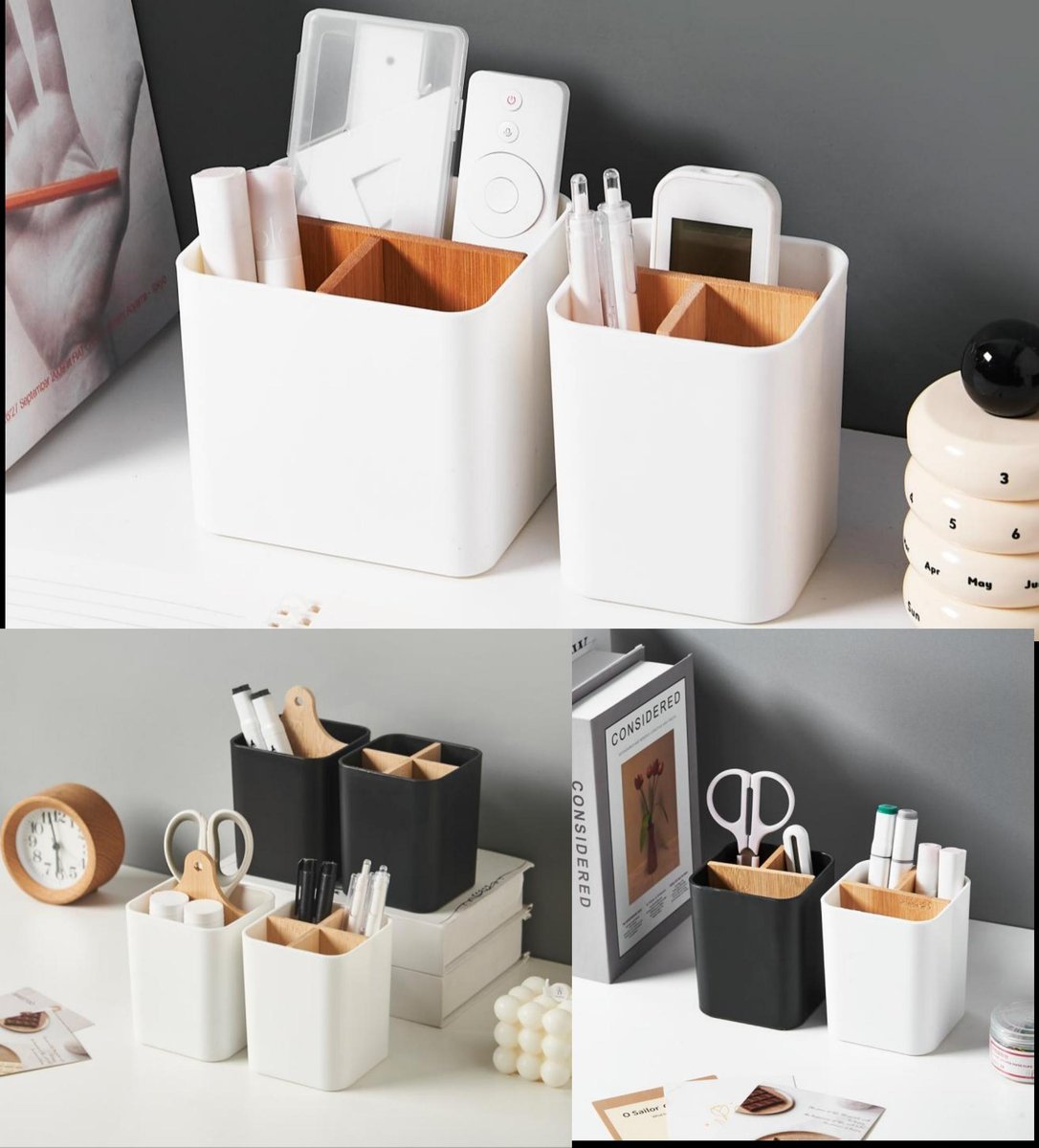 Bamboo pen holder and organizer