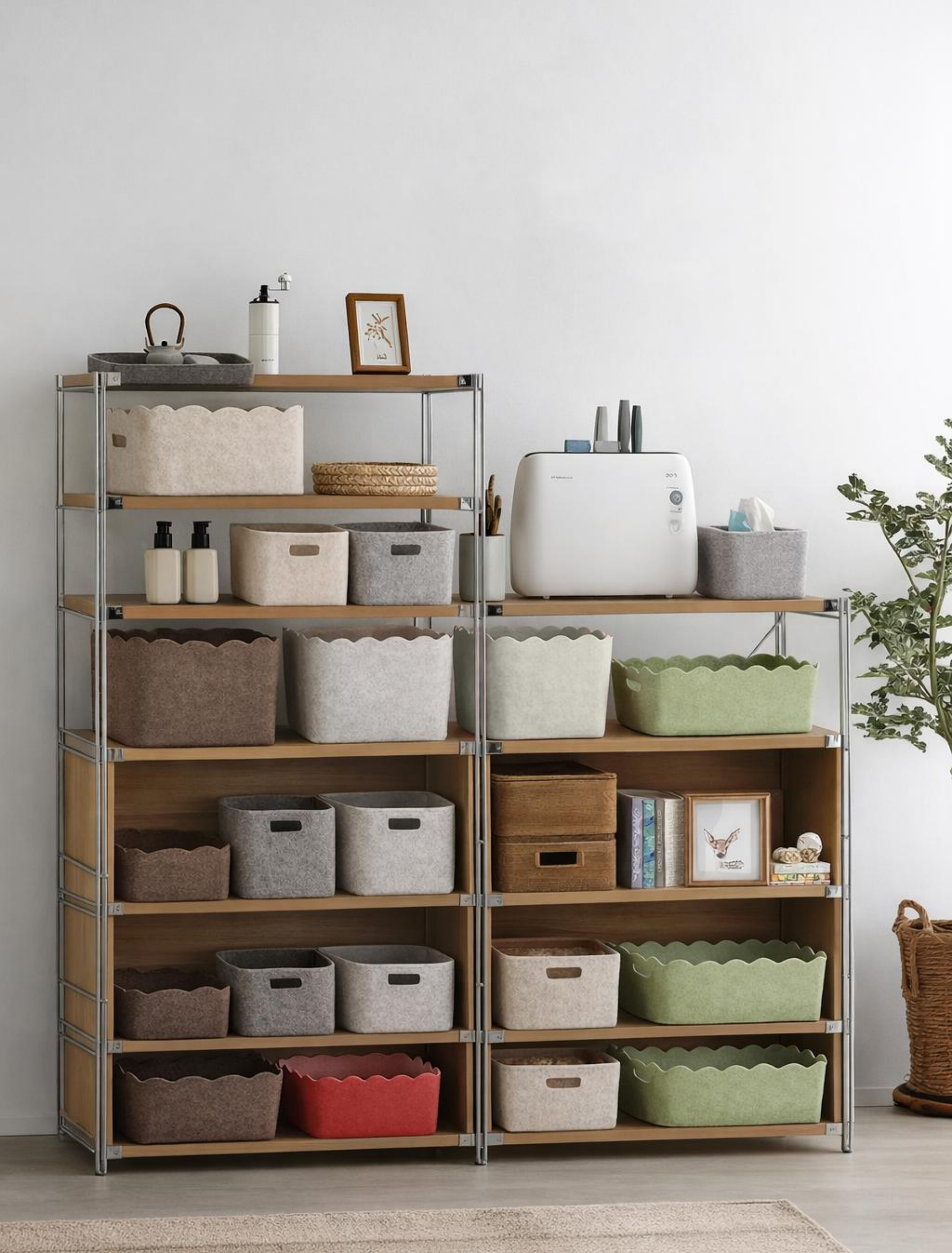 Multi-Hued Felt Storage Basket Line by Newin Houseware
