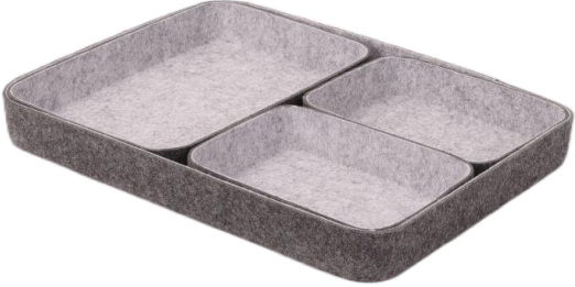 Integrated molded felt desk organizer 4-piece set
