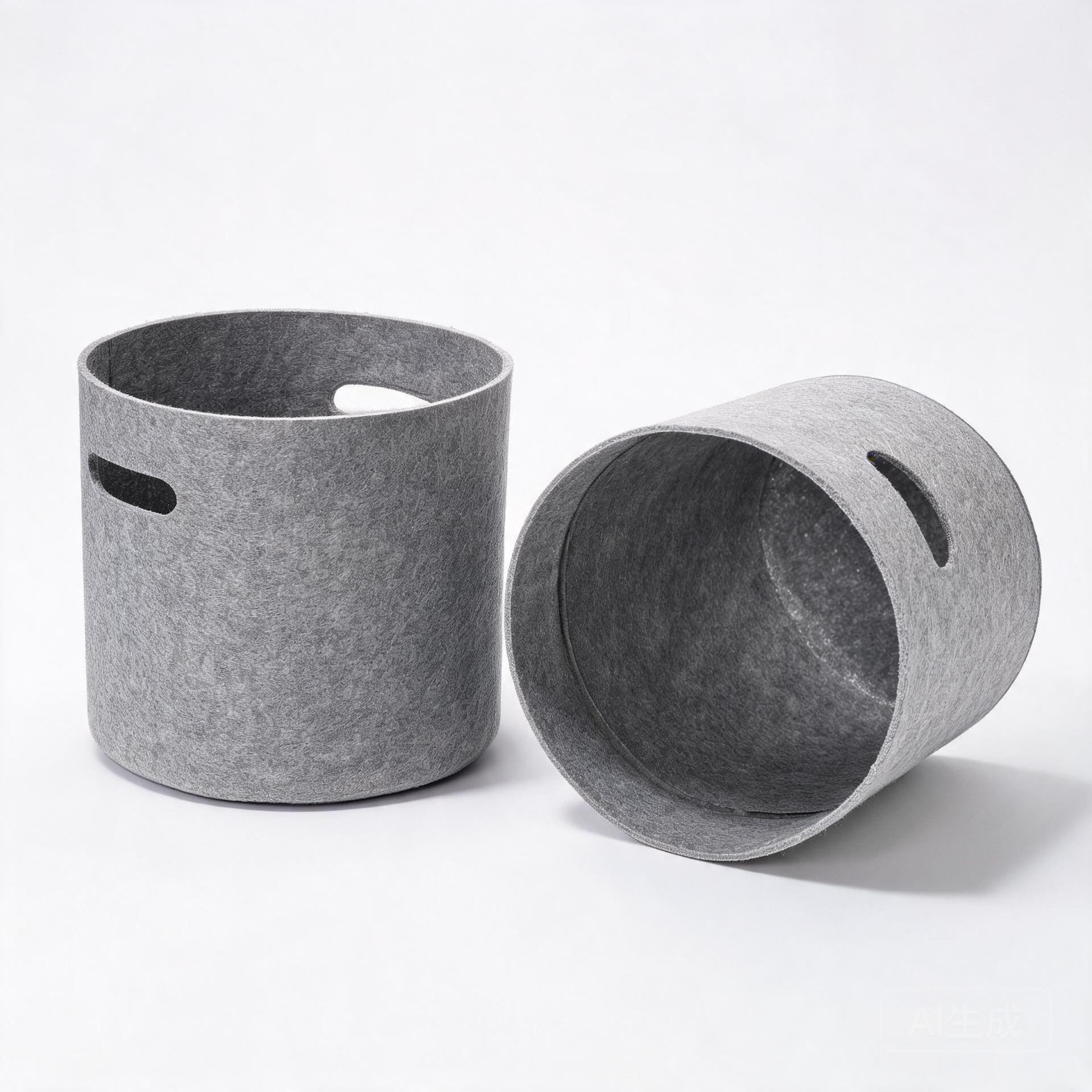 Cylindrical felt storage containers