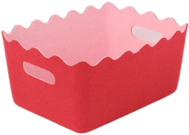 Two-tone scallop-edge felt storage basket