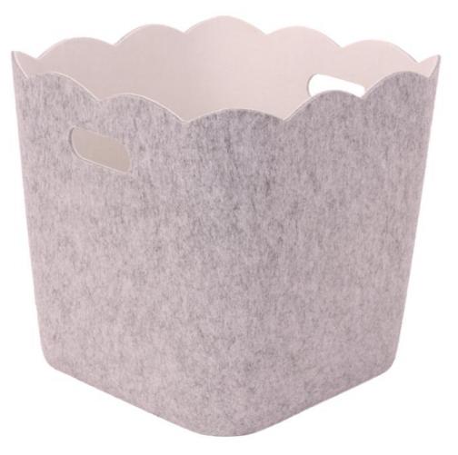 Two-tone large scallop-edge felt storage basket
