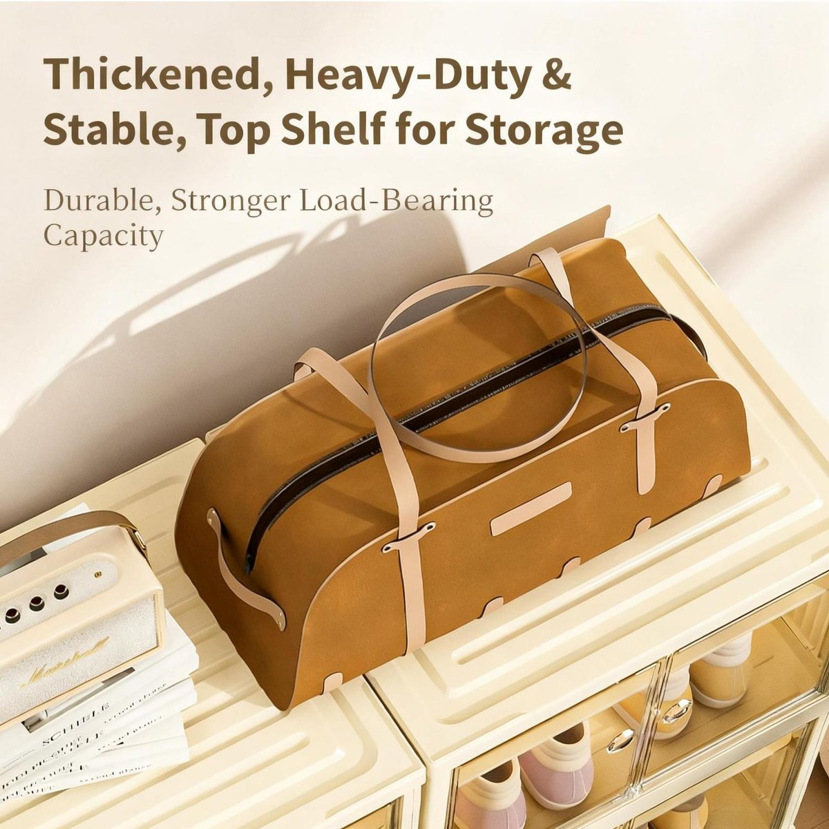 Foldable transparent double-row shoe rack